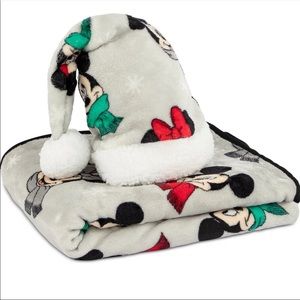 Mickey Mouse Travel Blanket and Santa Hat